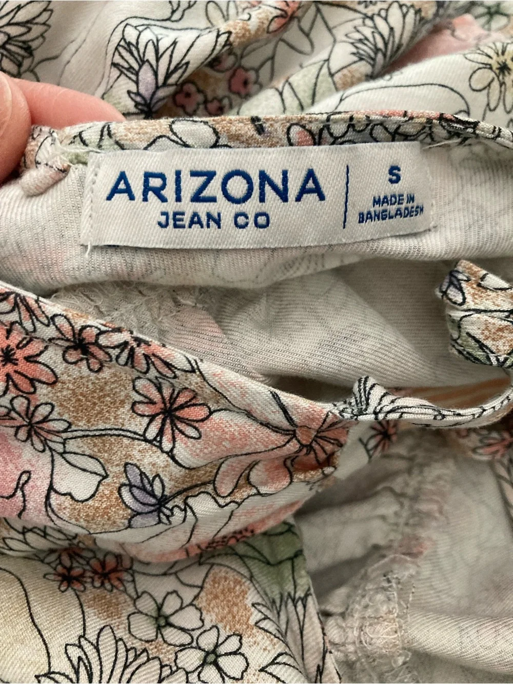 Arizona Jean Company Floral Tiered Peasant Top - Pink, Cream & Green - Picture 3 of 4